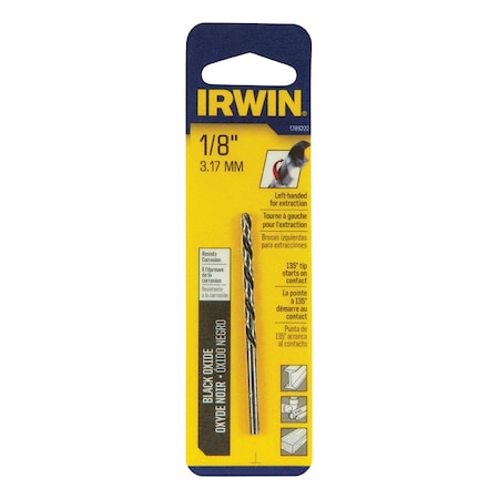 Irwin Irwin 1/8 in. X 2-3/4 in. L High Speed Steel Left Hand Drill Bit Round Shank 1 pc 1789222